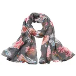 Blommig Scarf - Grå 