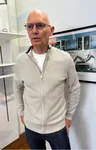 Stickad Zip Cardigan - Lt Sand Mel