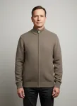Stickad Zip Cardigan - Dusty Sand Mel