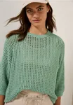 Luftig Tröja I Virkad Look - Matcha Green                  