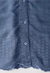Blus Med Broderade Detaljer - Mid Blue Wash                 
