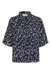 Mönstrad Skjortblus - Midnight Marine Lace Print