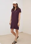 Strukturerad V-ringad Klänning - Mulberry Red                  
