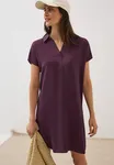 Strukturerad V-ringad Klänning - Mulberry Red                  