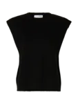 Stickad Väst Med Axelvaddar - Black