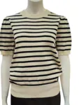 Milasz Ss Striped Pullover - Brown Rice Black Stripe