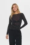 Långärmad Topp Med Strasspärlor - Black