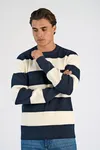 Ribbstickad Tröja - Navy