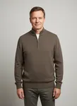 Halv Zip Cardigan - Dk Brown Mel