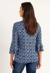 Trikåtopp Med Volangärmar - Blue/Patterned