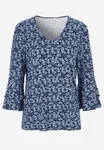 Trikåtopp Med Volangärmar - Blue/Patterned