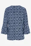 Trikåtopp Med Volangärmar - Blue/Patterned