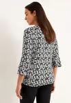 Trikåtopp Med Volangärmar - Black/Patterned