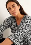 Trikåtopp Med Volangärmar - Black/Patterned