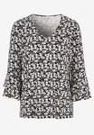 Trikåtopp Med Volangärmar - Black/Patterned
