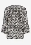 Trikåtopp Med Volangärmar - Black/Patterned