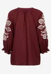 Blus Med Brodyr - Winered/Light Beige
