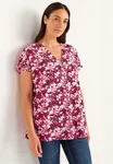 Vävd V-ringad Tunika - Winered/Patterned