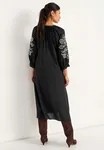 Klänning Med Brodyr - Black/Beige