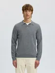 Långärmad Polotröja - Medium Grey Melange