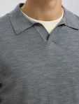 Långärmad Polotröja - Medium Grey Melange