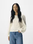 Lucie L/S Re O-neck Top - White Sand