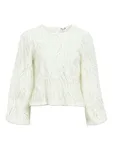 Lucie L/S Re O-neck Top - White Sand