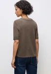 Stickad Tröja Med Kort Ärm - Dark Nomad Brown Mel.         
