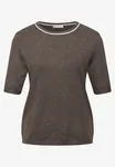 Stickad Tröja Med Kort Ärm - Dark Nomad Brown Mel.         