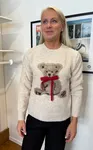 Stickad Tröja Med Nallemotiv - Stone