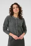 Stickad Kofta Med Pärldetaljer - Grey Melange