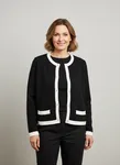 Stickad Kofta Chanell - Black / Cloud Dancer