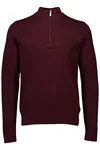 Halv Zip Cardigan - Dk Burgundy Mel