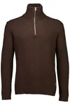Lammullströja Half Zip - Dk Brown Mel