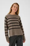 Stickad Tröja - Morel Melange Black Stripe