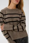 Stickad Tröja - Morel Melange Black Stripe
