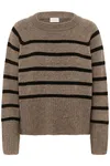 Stickad Tröja - Morel Melange Black Stripe