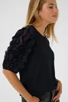 Topp Med Volangdetaljer - Black Deep