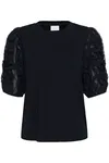 Topp Med Volangdetaljer - Black Deep