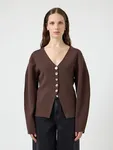 Mikkala Ls Knit Cardigan - Chocolate Brown