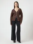 Mikkala Ls Knit Cardigan - Chocolate Brown