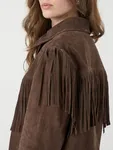 Hannah Leather Fringe Jacket - Chocolate Brown