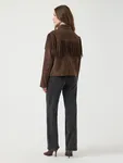 Hannah Leather Fringe Jacket - Chocolate Brown