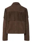 Hannah Leather Fringe Jacket - Chocolate Brown