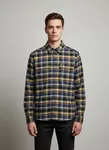 Flanellskjorta - Blue Night/ Green Tan (y064)