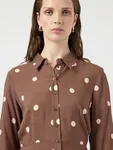 Savanna Long Shirt Dress - Pinecone Ecru Dots