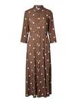 Savanna Long Shirt Dress - Pinecone Ecru Dots