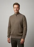 Strukturmönstrad Cardigan - Cocoa Brown Melange