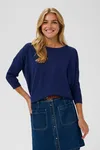 Milasz R-neck Pullover - Navy Peony