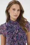 Liljasz Crinkle Ss Shirt - Navy Peony Blooms